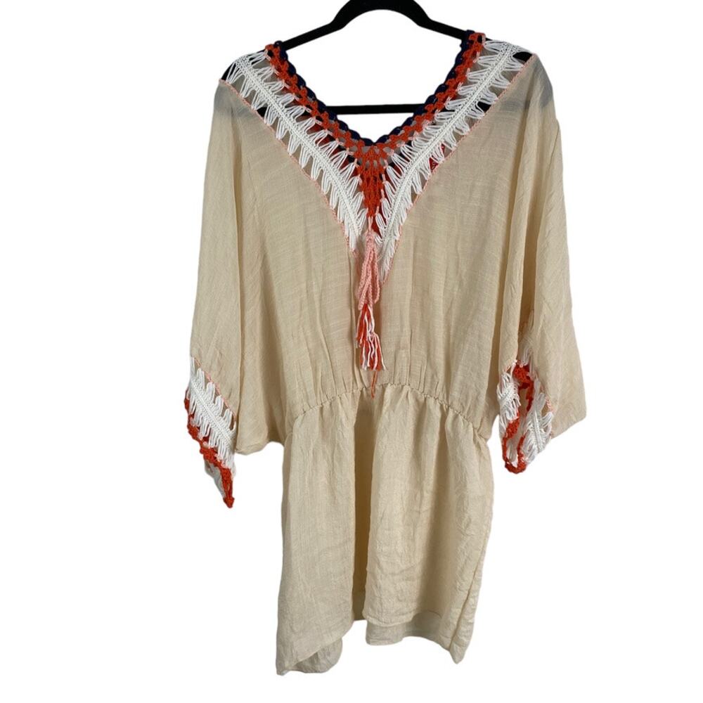 NWT Women's Crochet Popover Cover-Up Dress Tunic One Size - Picture 2 of 7